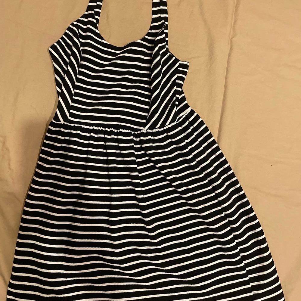 Black and white strip sun dress